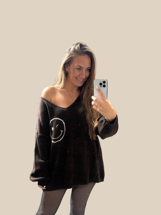 OVERZISE PULLOVER -7899- BRAUN - Sarahs Modeboutique