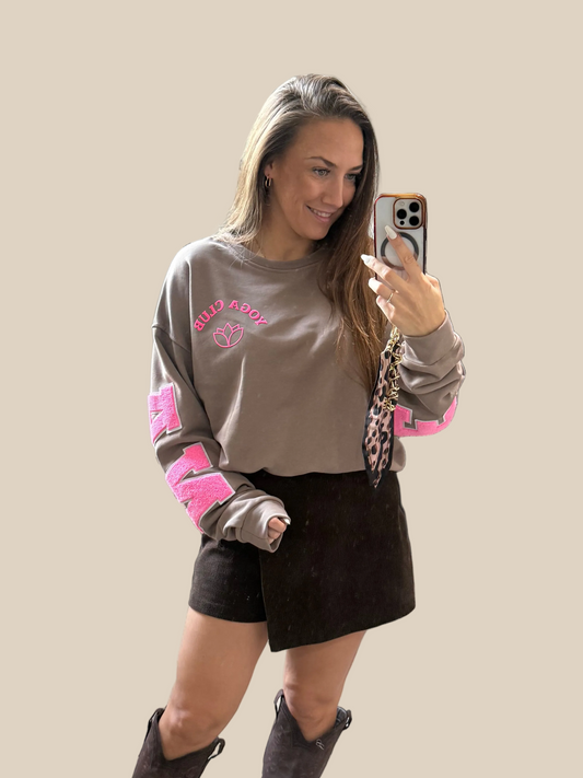 PULLOVER YOGA CLUB -4992- TAUPE - Sarahs Modeboutique