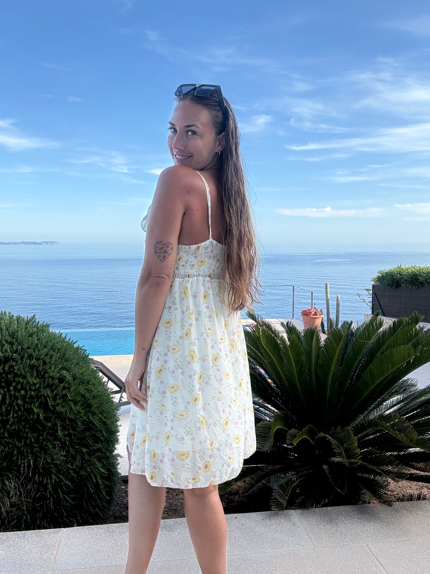 BLÜMCHENKLEID -2226- GELB - Sarahs Modeboutique