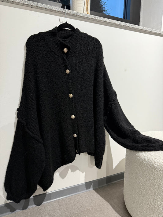 Overzise Pulli lang -1593- schwarz