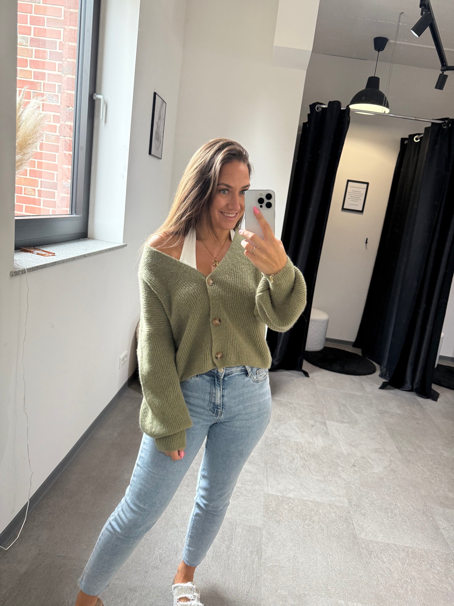 CARDIGAN -151- DUNKELKHAKI