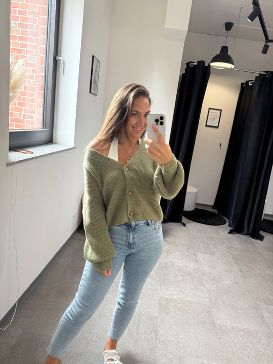 CARDIGAN -151- DUNKELKHAKI - Sarahs Modeboutique
