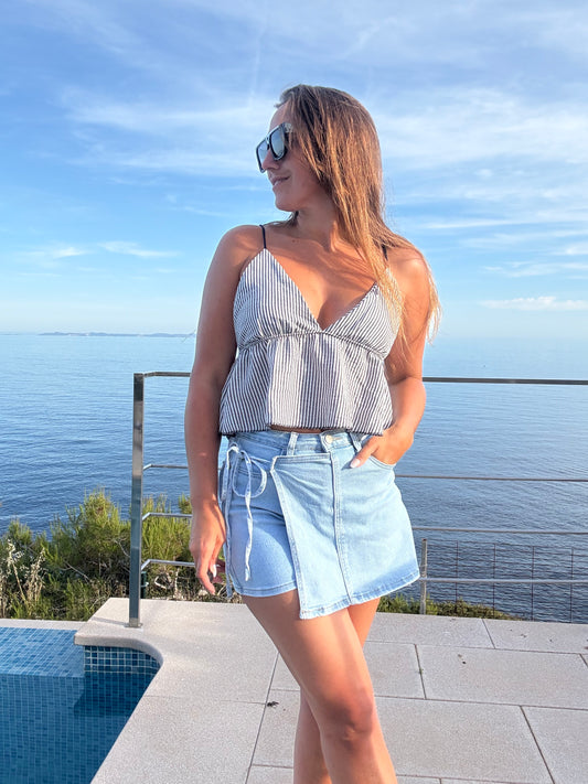 TOP GESTREIFT -1450- DUNKELBLAU - Sarahs Modeboutique