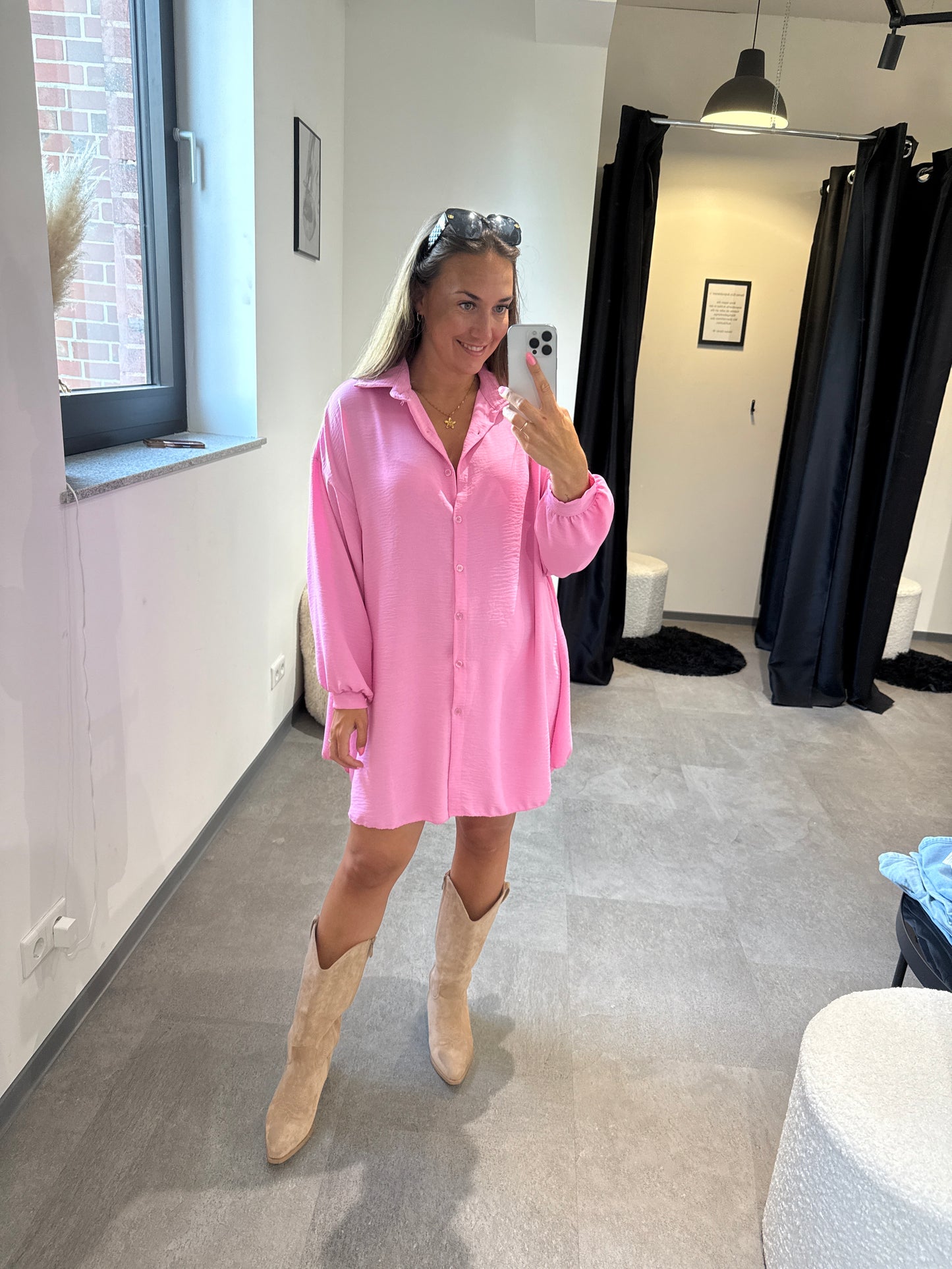 Bluse lang -8811- Pink