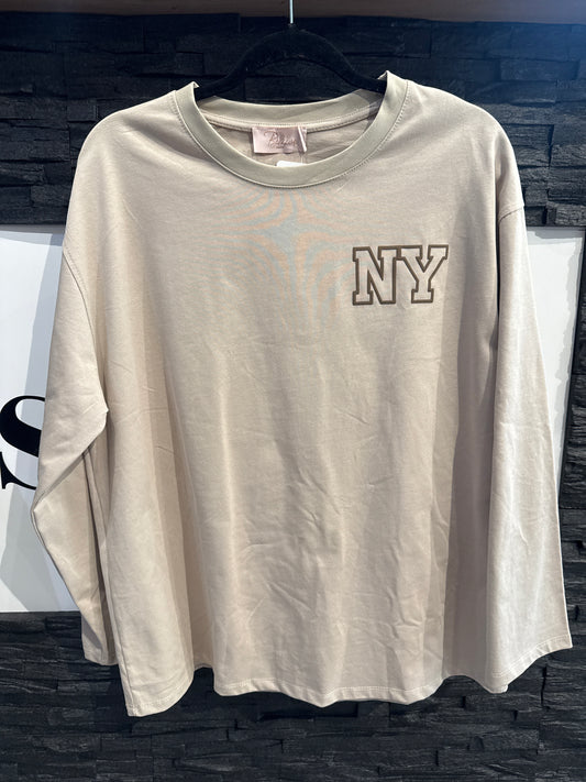 SWEATSHIRT NEW YORK -6002- TAUPE - Sarahs Modeboutique