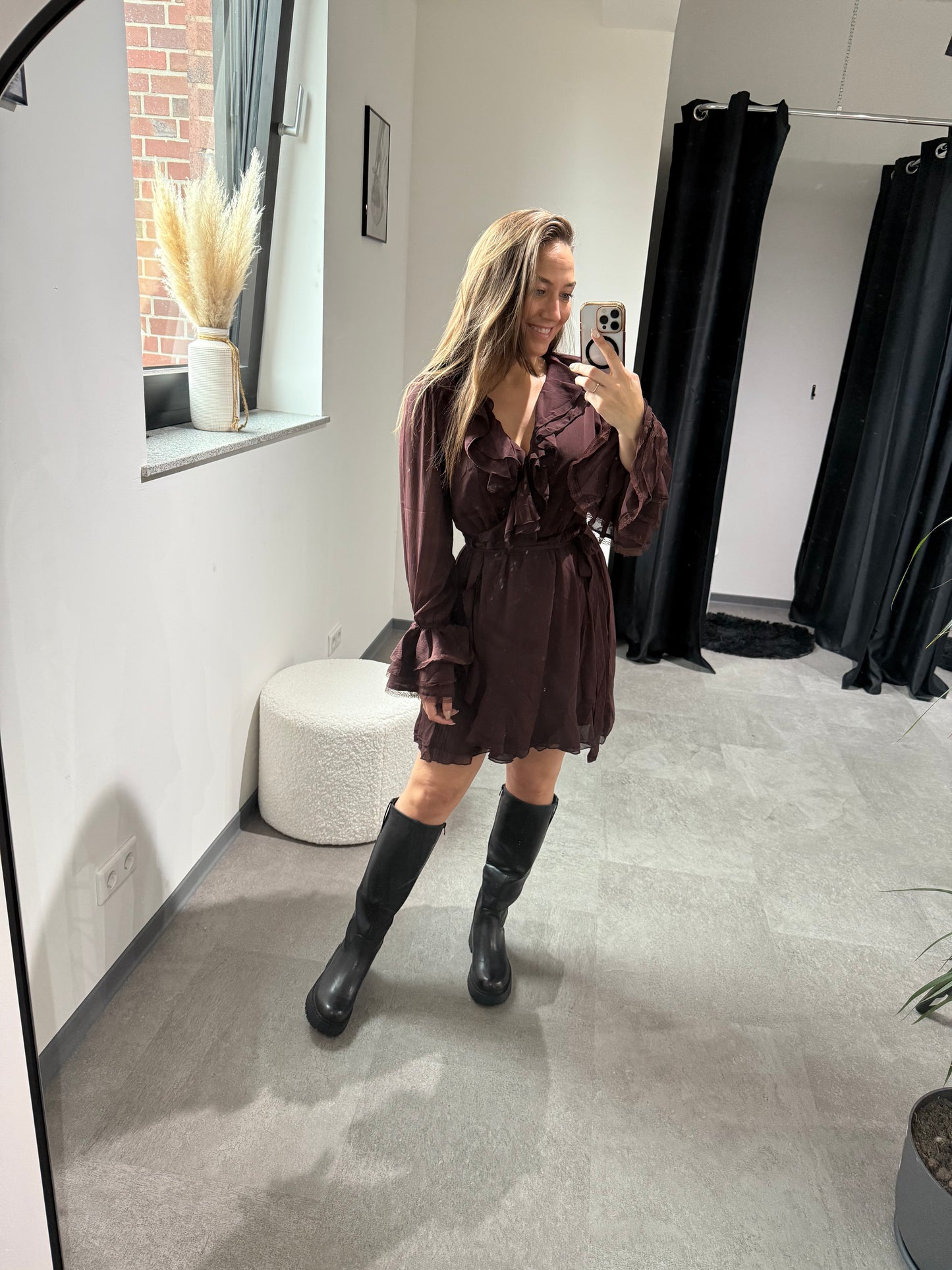 Kleid -5435- Braun/rot
