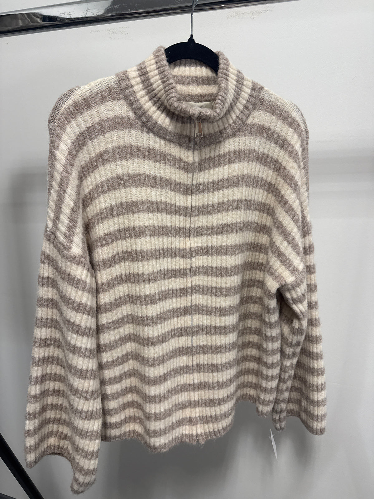 ZIPPER JACKE GESTREIFT -9010- BEIGE - Sarahs Modeboutique