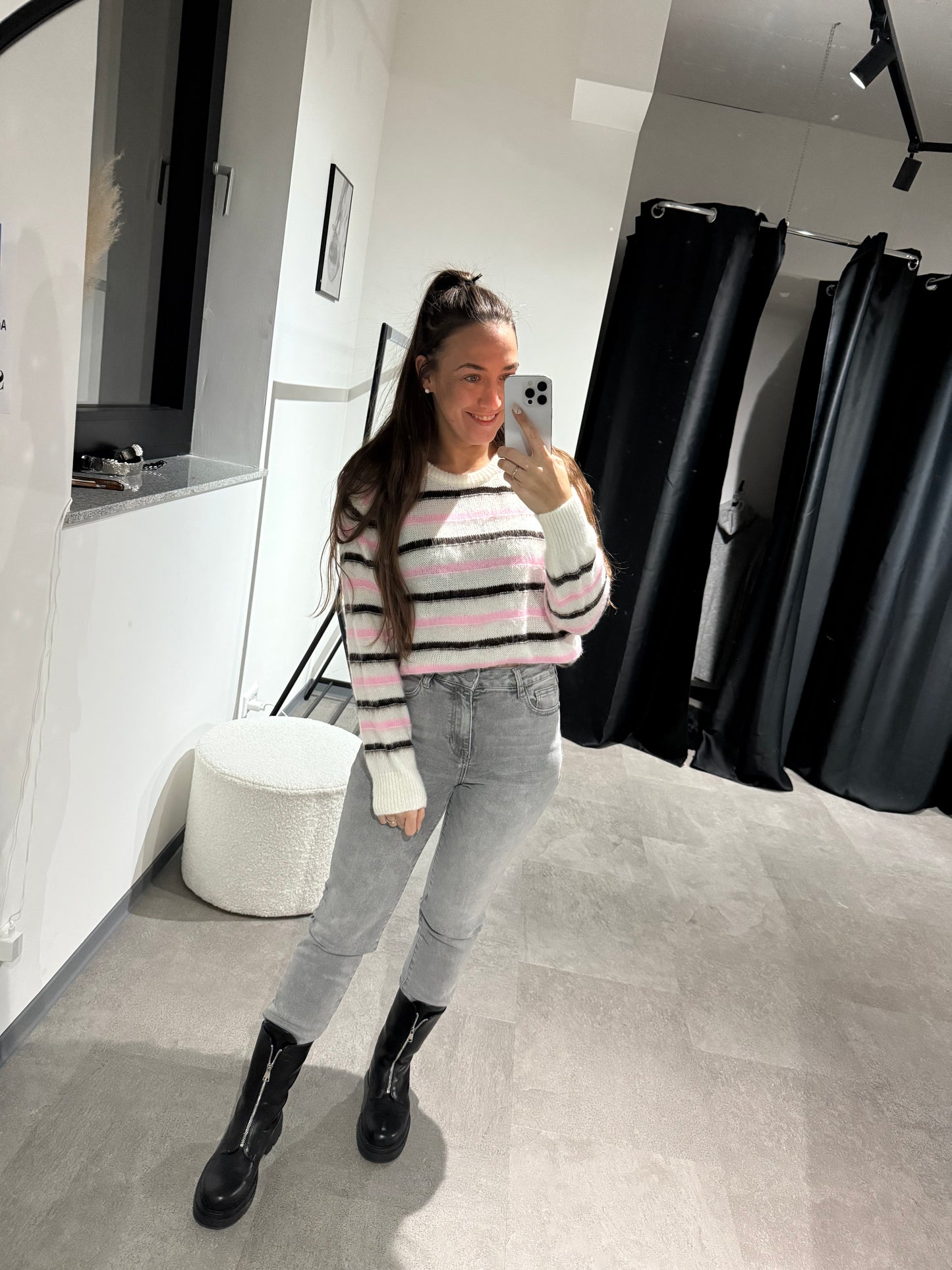 Mom Jeans -8825- hellgrau - Sarahs Modeboutique
