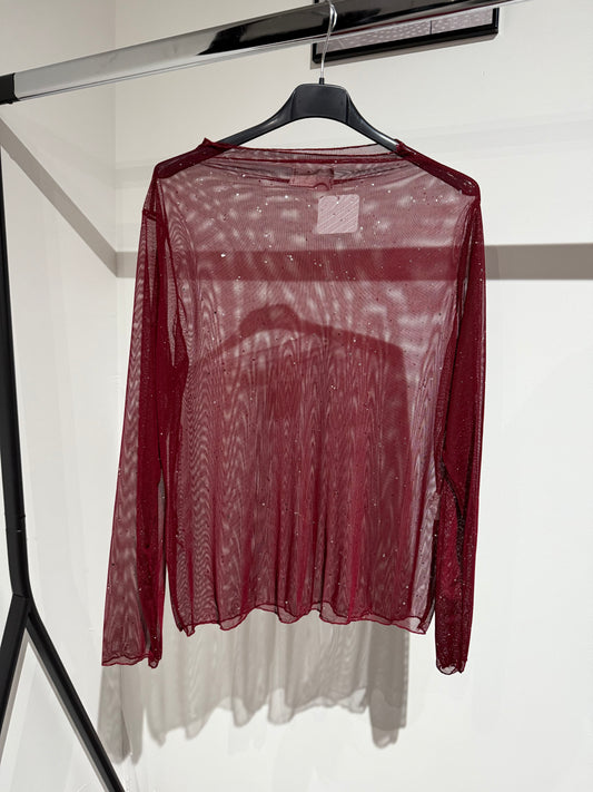 Mesh Shirt -3446- burgundy