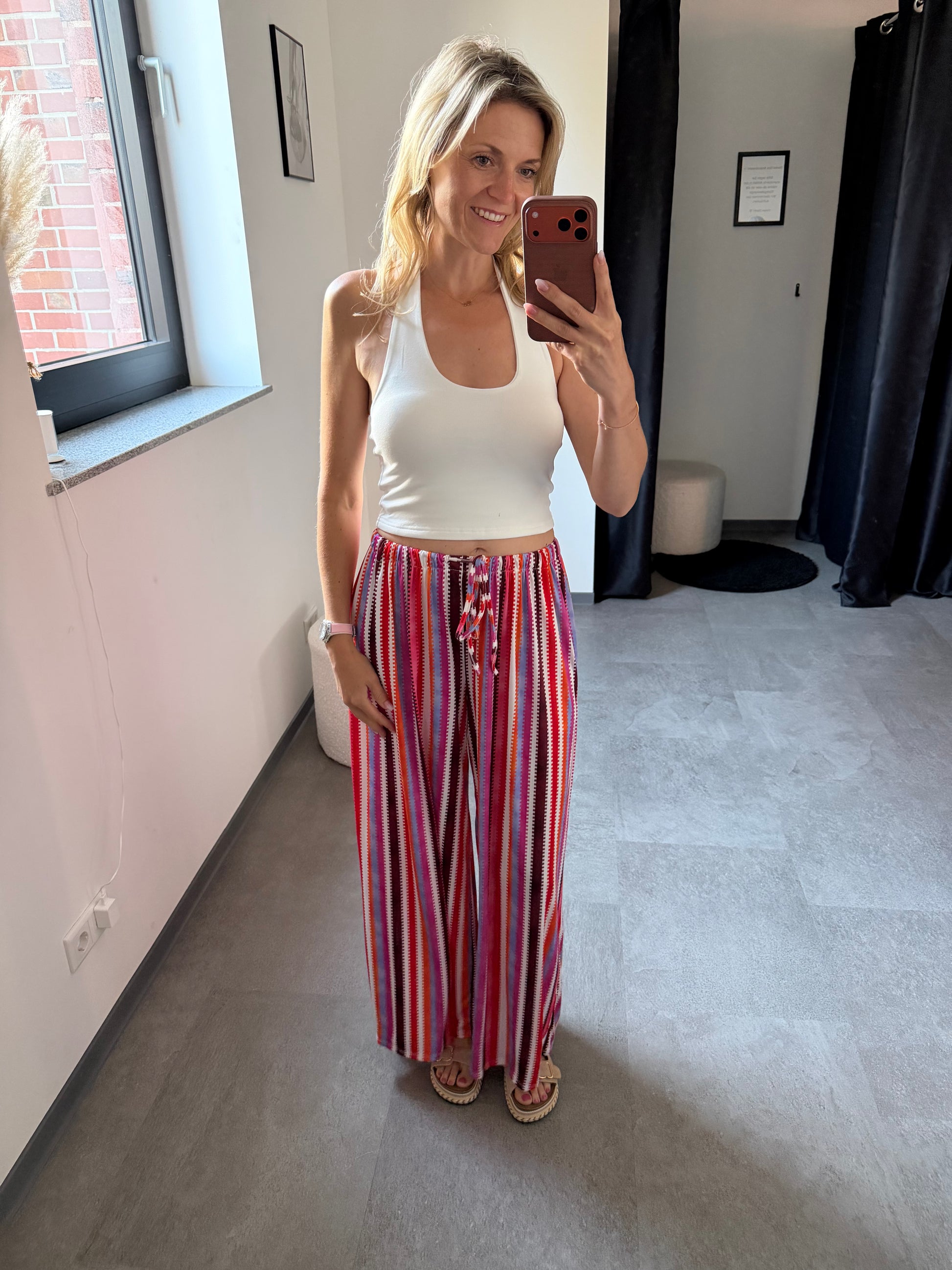 BESTSELLER HOSE  -1667- GESTREIFT ROT - Sarahs Modeboutique