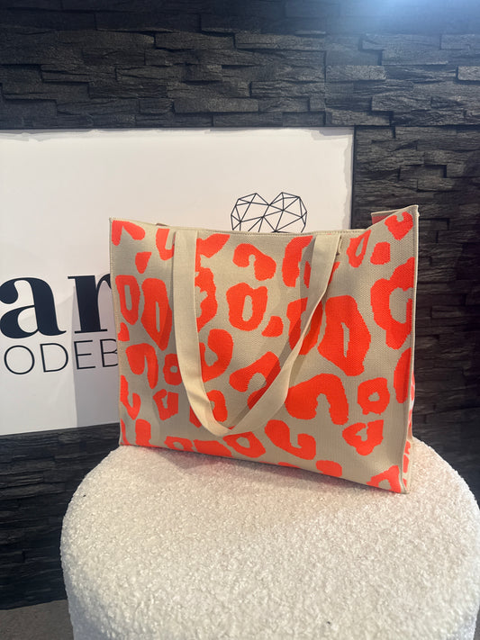 SHOPPER -4460- BEIGE/ORANGE - Sarahs Modeboutique