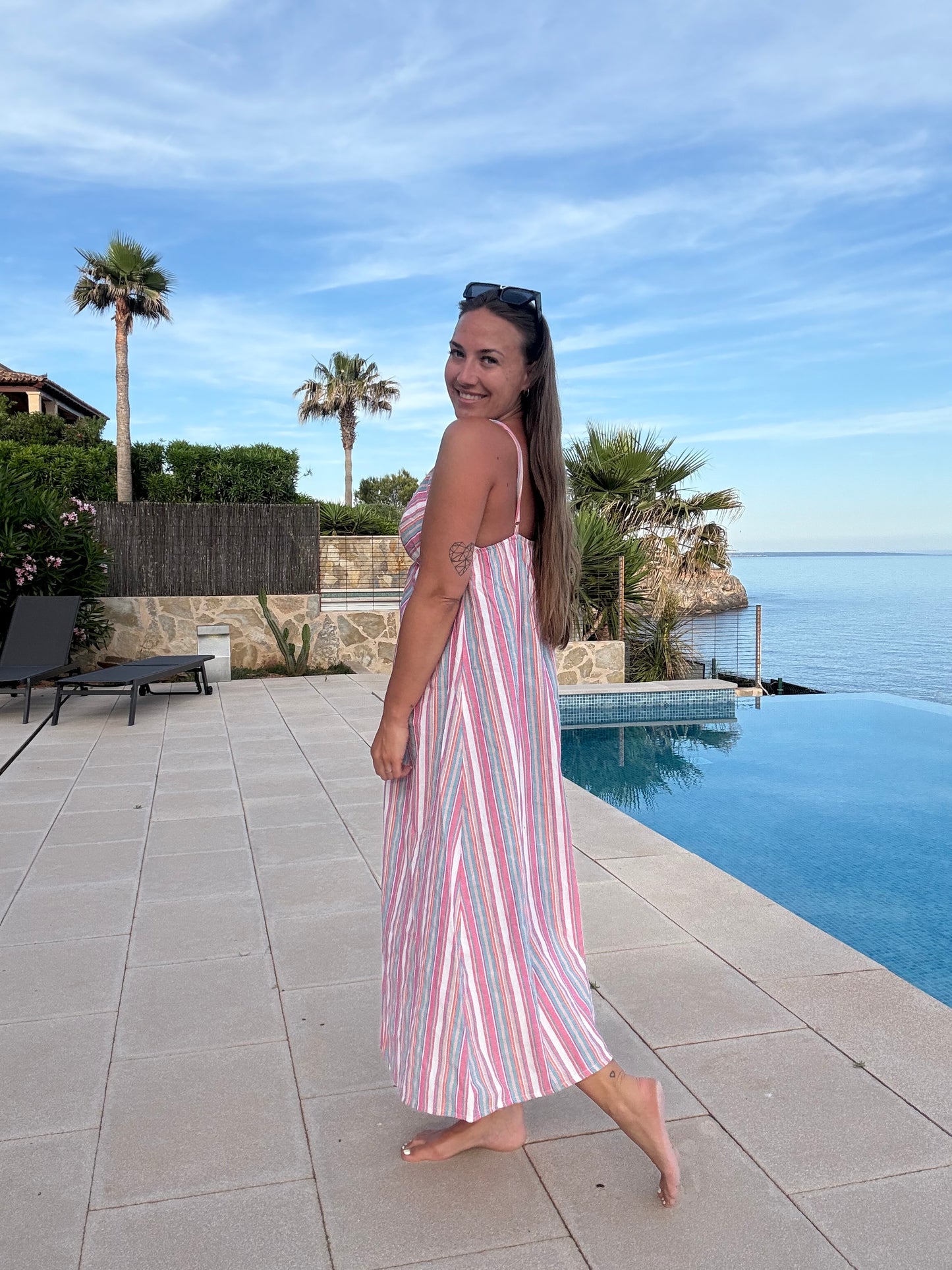 STREIFENKLEID -2225- PINK