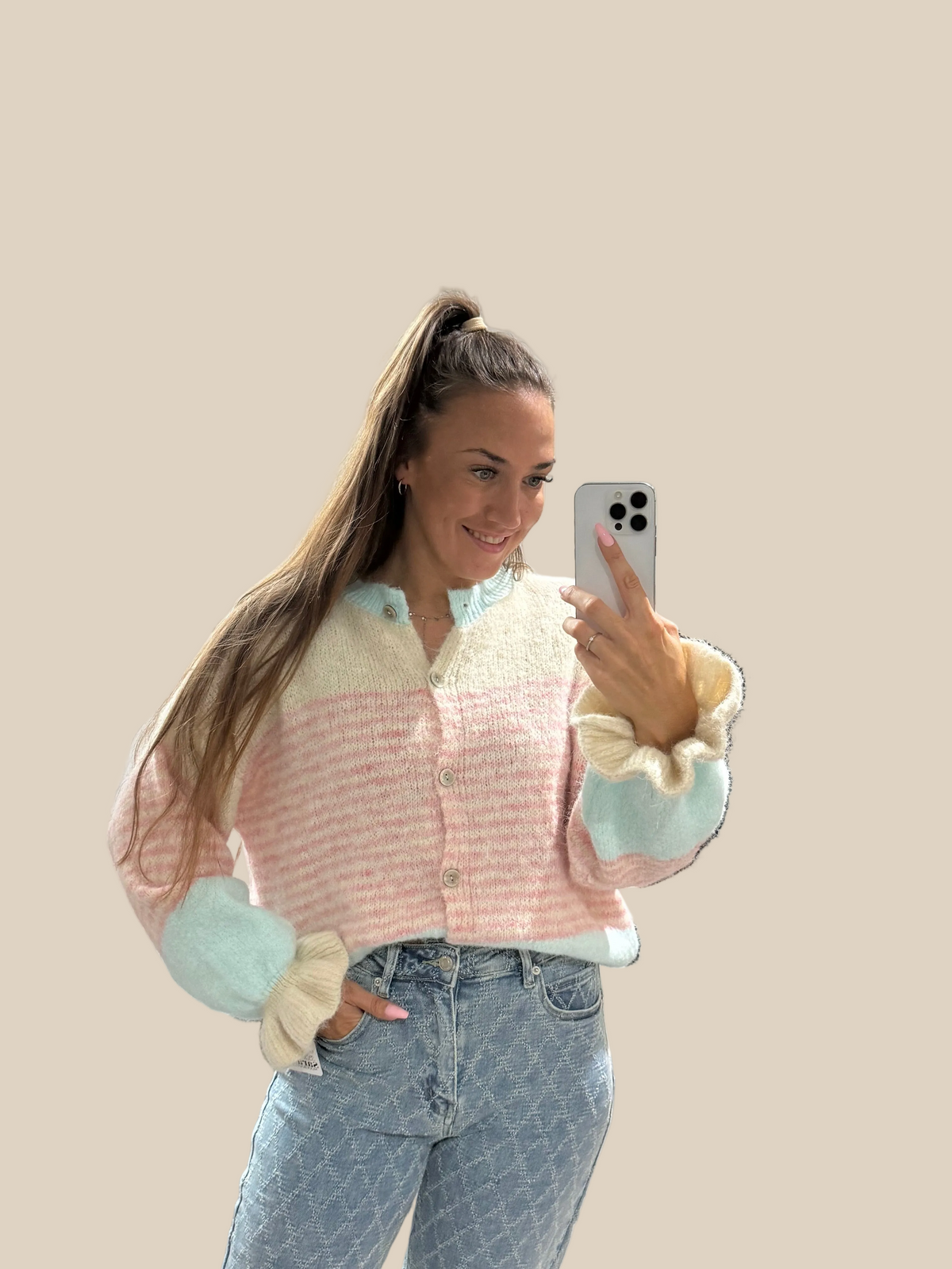 STRICKJACKE -6800- BLAU - Sarahs Modeboutique