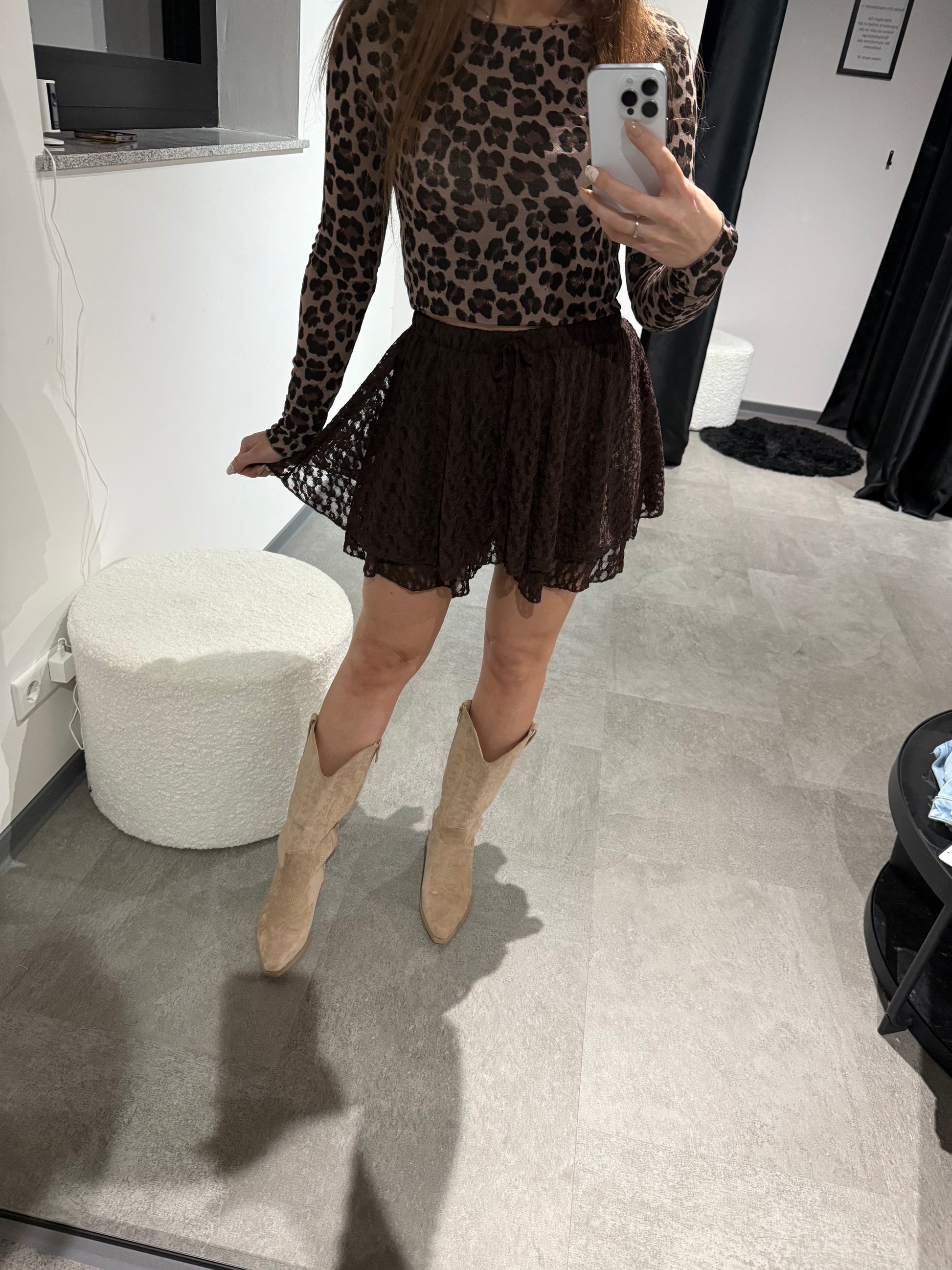 HOSENROCK AUS SPITZE Braun  -6892- - Sarahs Modeboutique