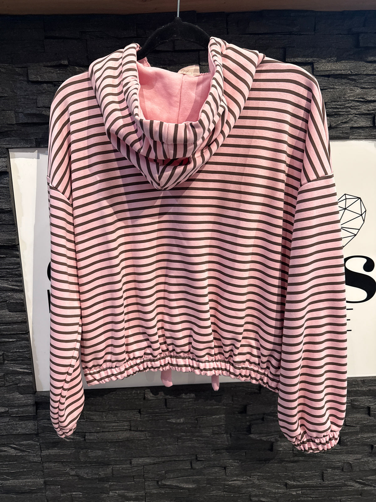 GESTREIFTER HOODIE -3229- ROSA
