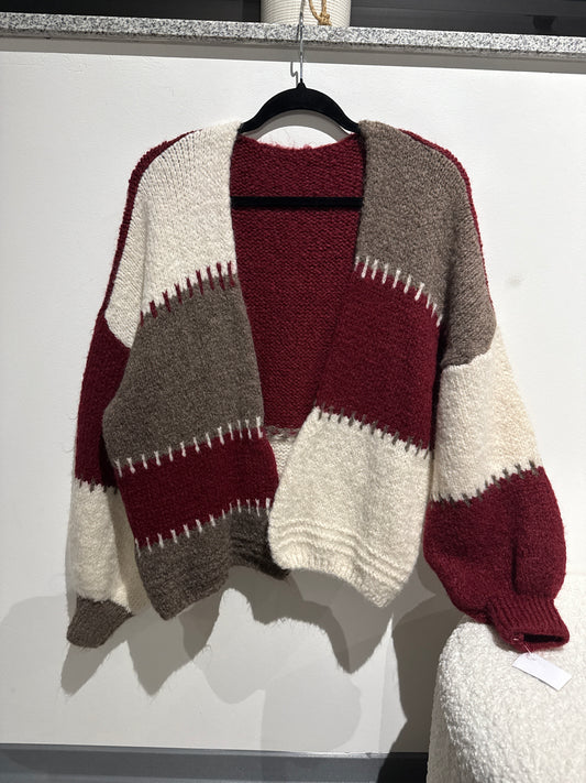 Cardigan -7645- bordeaux/braun