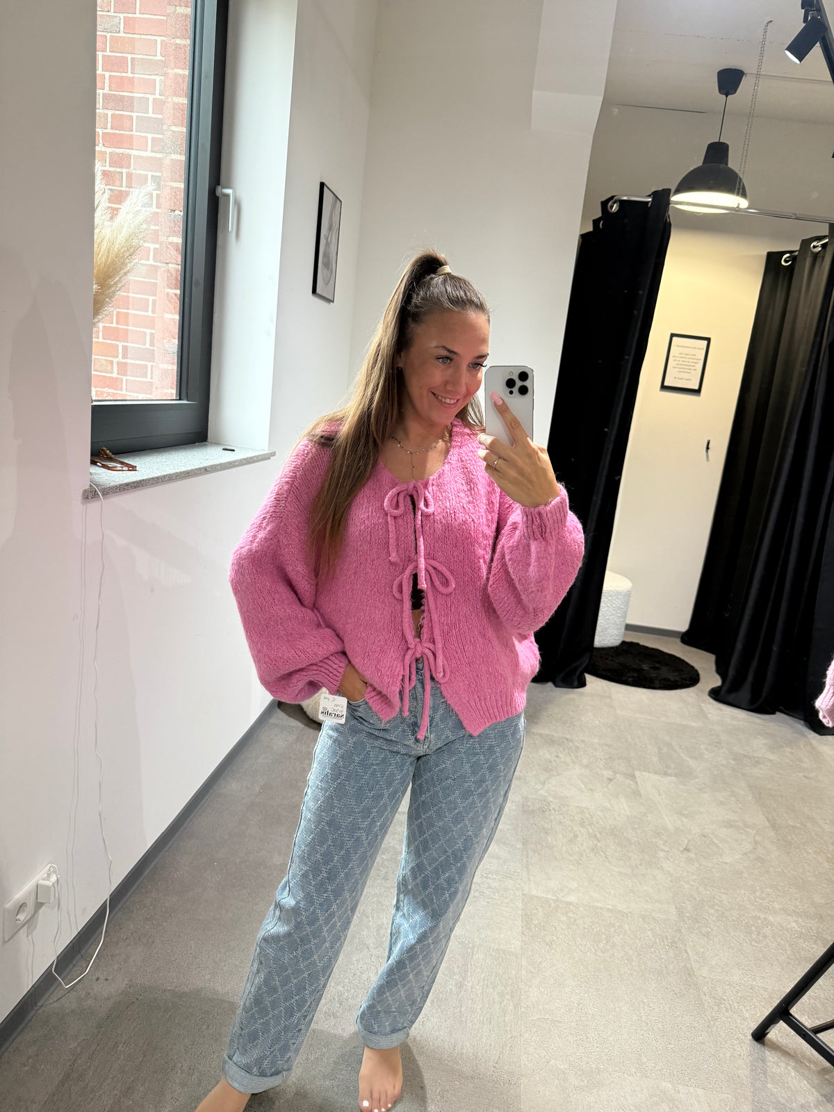 STRICKJACKE MIT SCHLEIFEN -6799- PINK