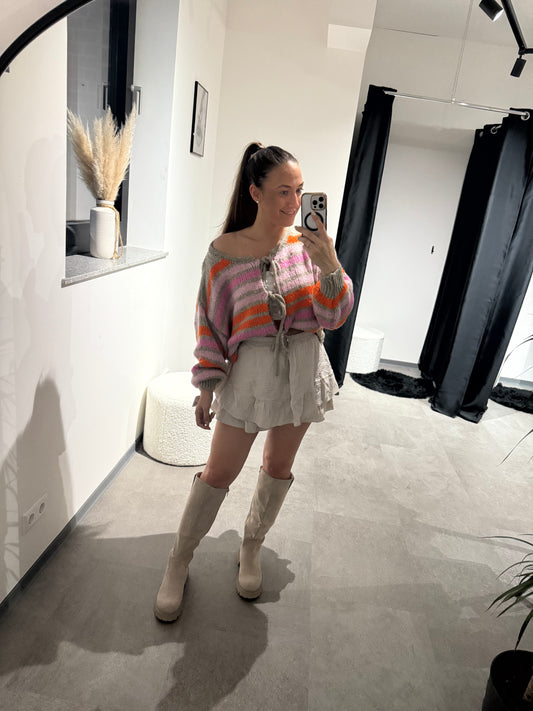 Strickjacke -5437- Beige/orange