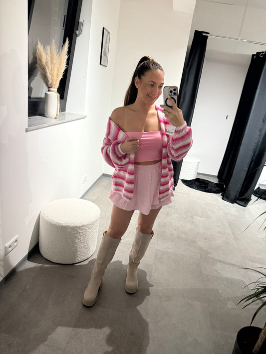Strickjacke -5438- rosa/pink/creme