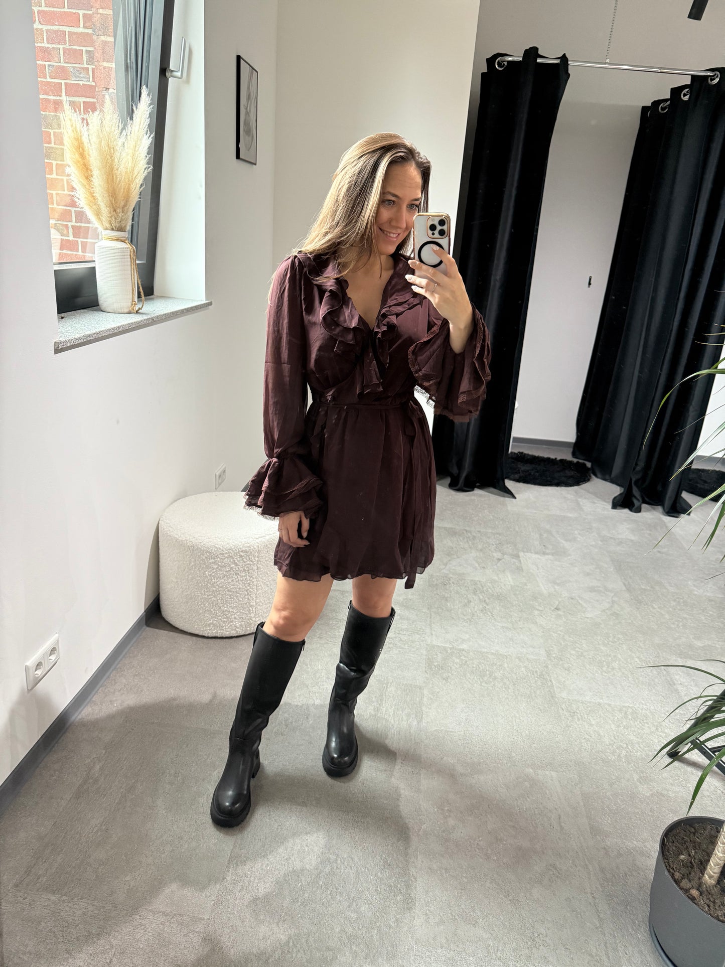 Kleid -5435- Braun/rot