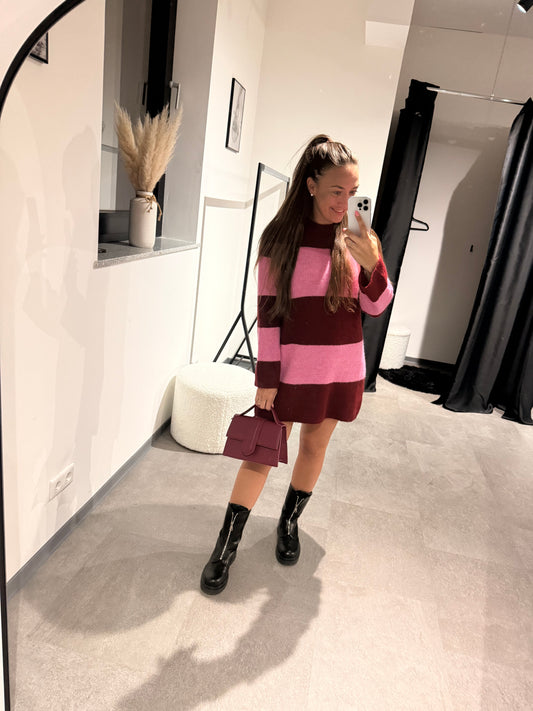 Pullikleid gestreift -3353- rot/pink