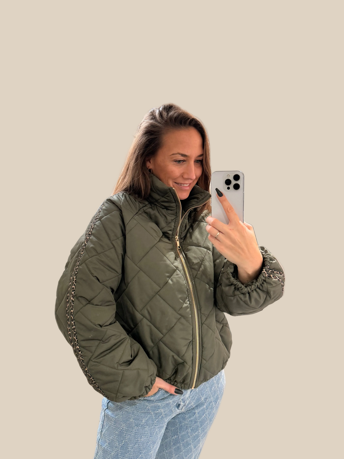 JACKE MIT LEO -9001- KHAKI - Sarahs Modeboutique