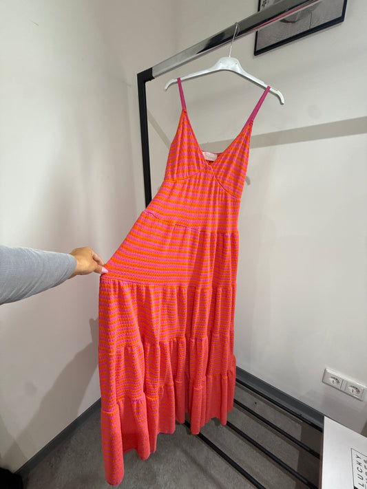 STRICKKLEID -5568- PINK/ORANGE - Sarahs Modeboutique