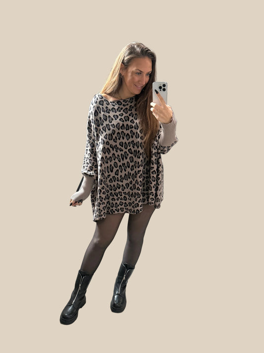LEO PULLI OVERZISE -2288- TAUPE - Sarahs Modeboutique