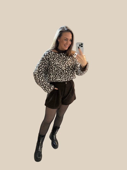LEO PULLOVER MIT CUT OUT -9017- BRAUN