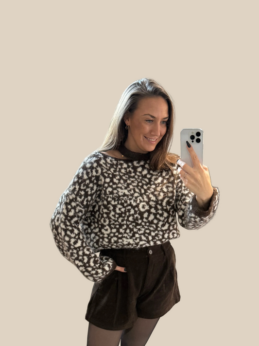 LEO PULLOVER MIT CUT OUT -9017- BRAUN