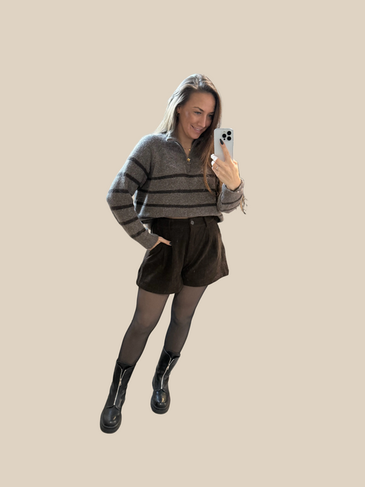 ZIPPER PULLOVER -9011- TAUPE