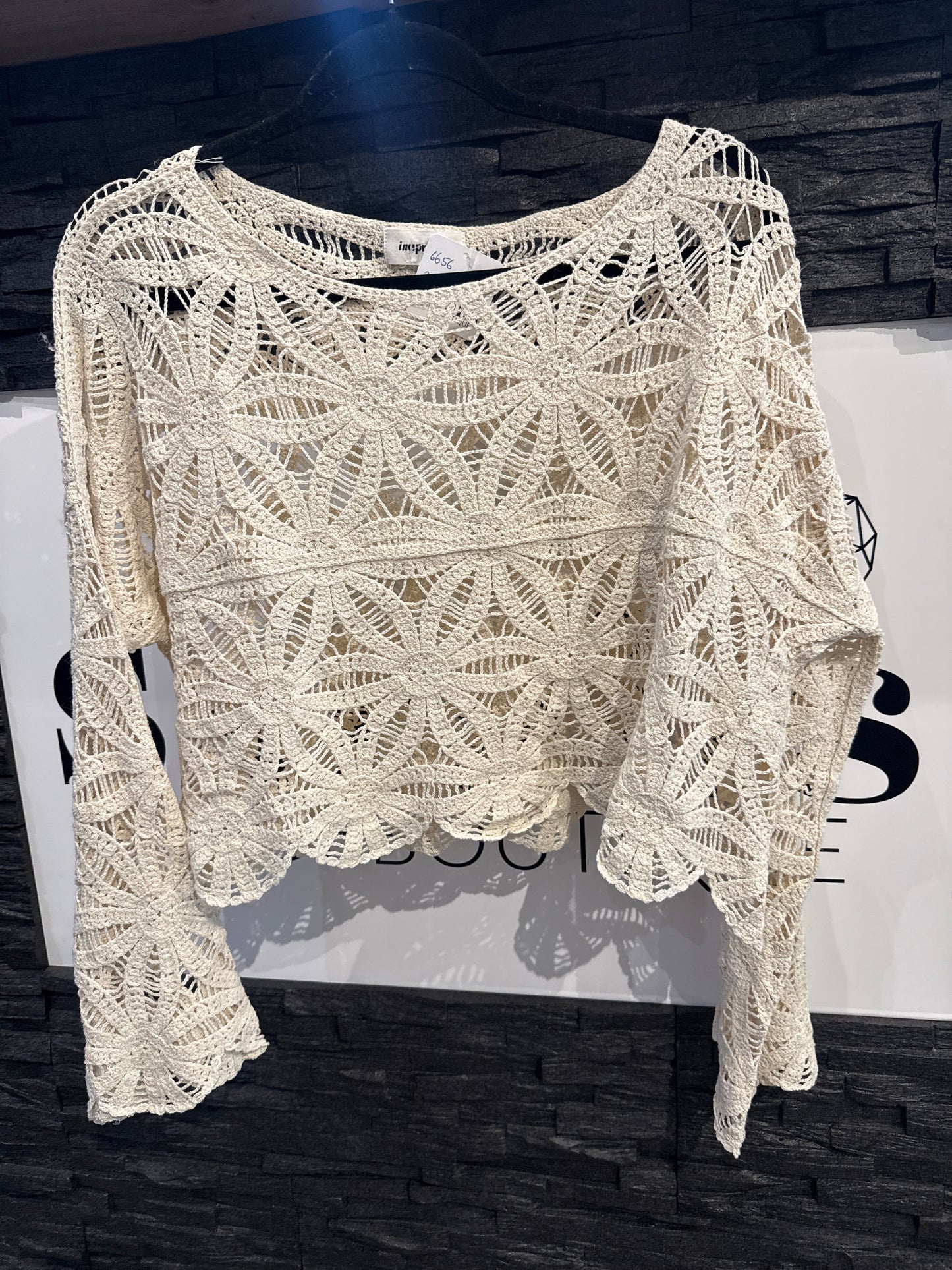 HÄCKELSHIRT BEIGE -6656-