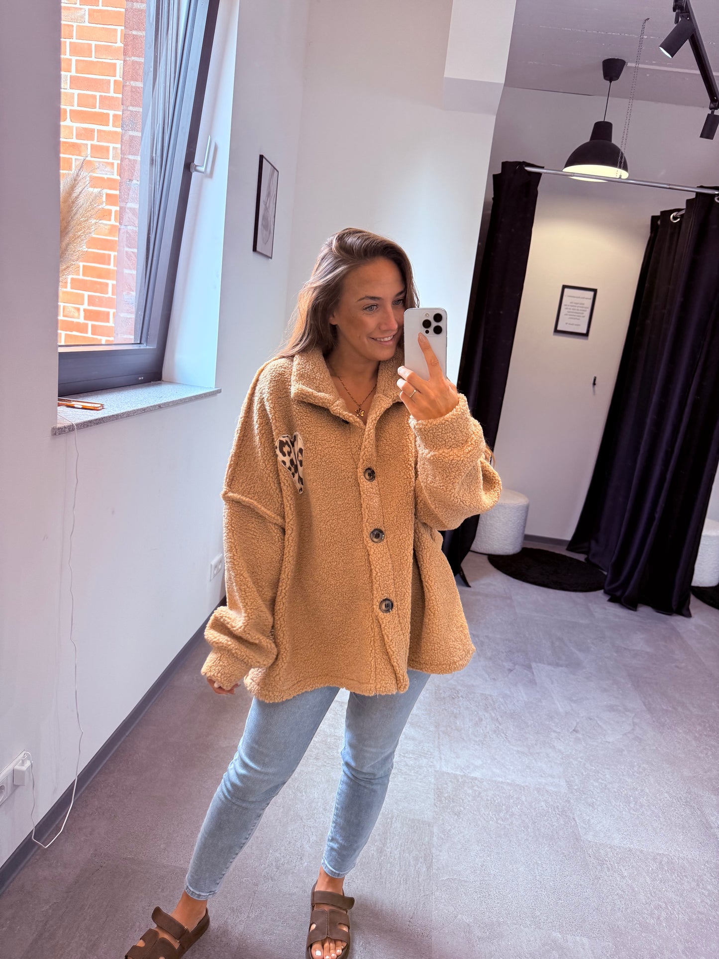 TEDDYJACKE FLAUSCHI MIT LEOHERZ -4780- BEIGE