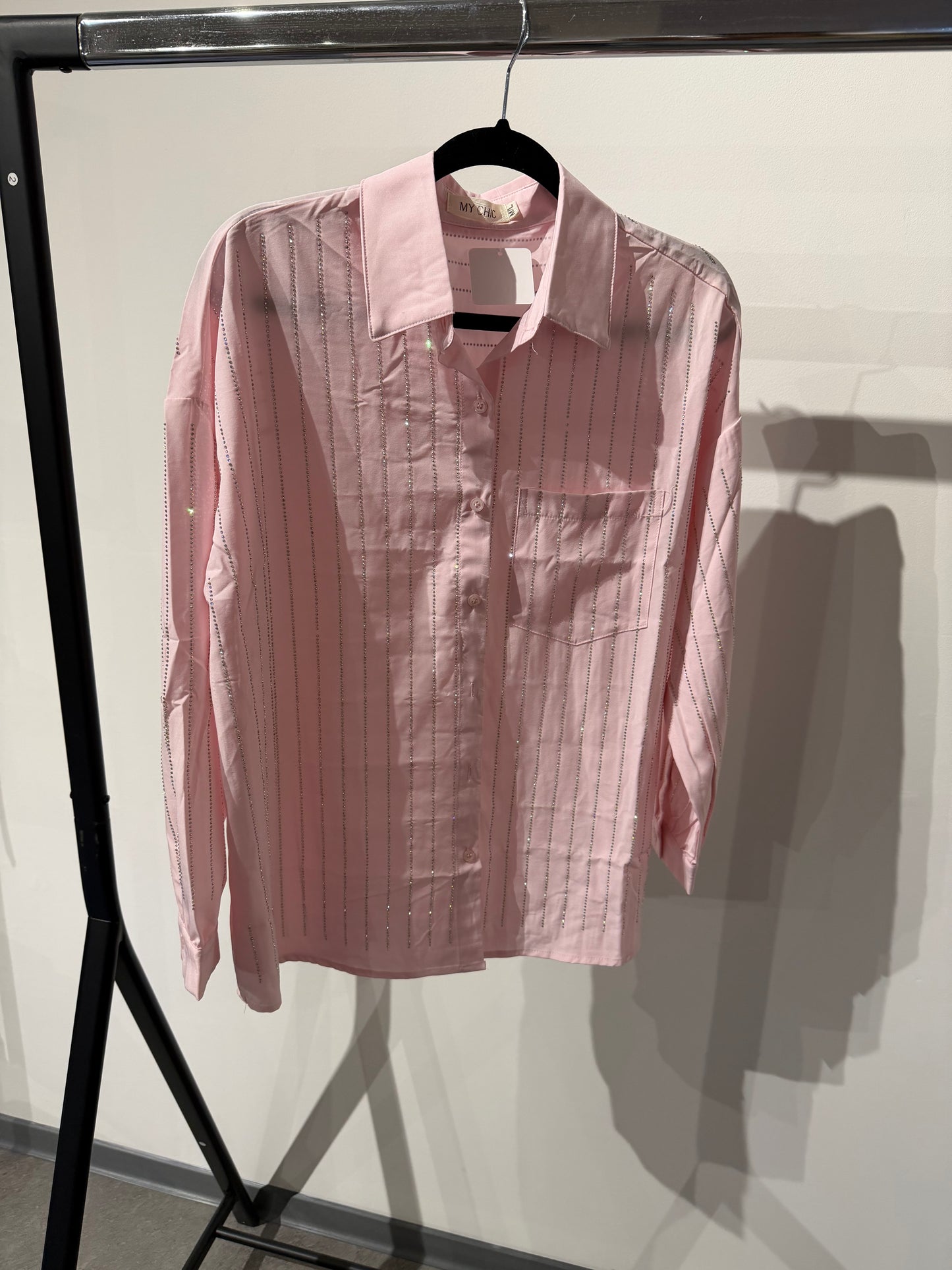 Strassbluse -1385- rosa - Sarahs Modeboutique