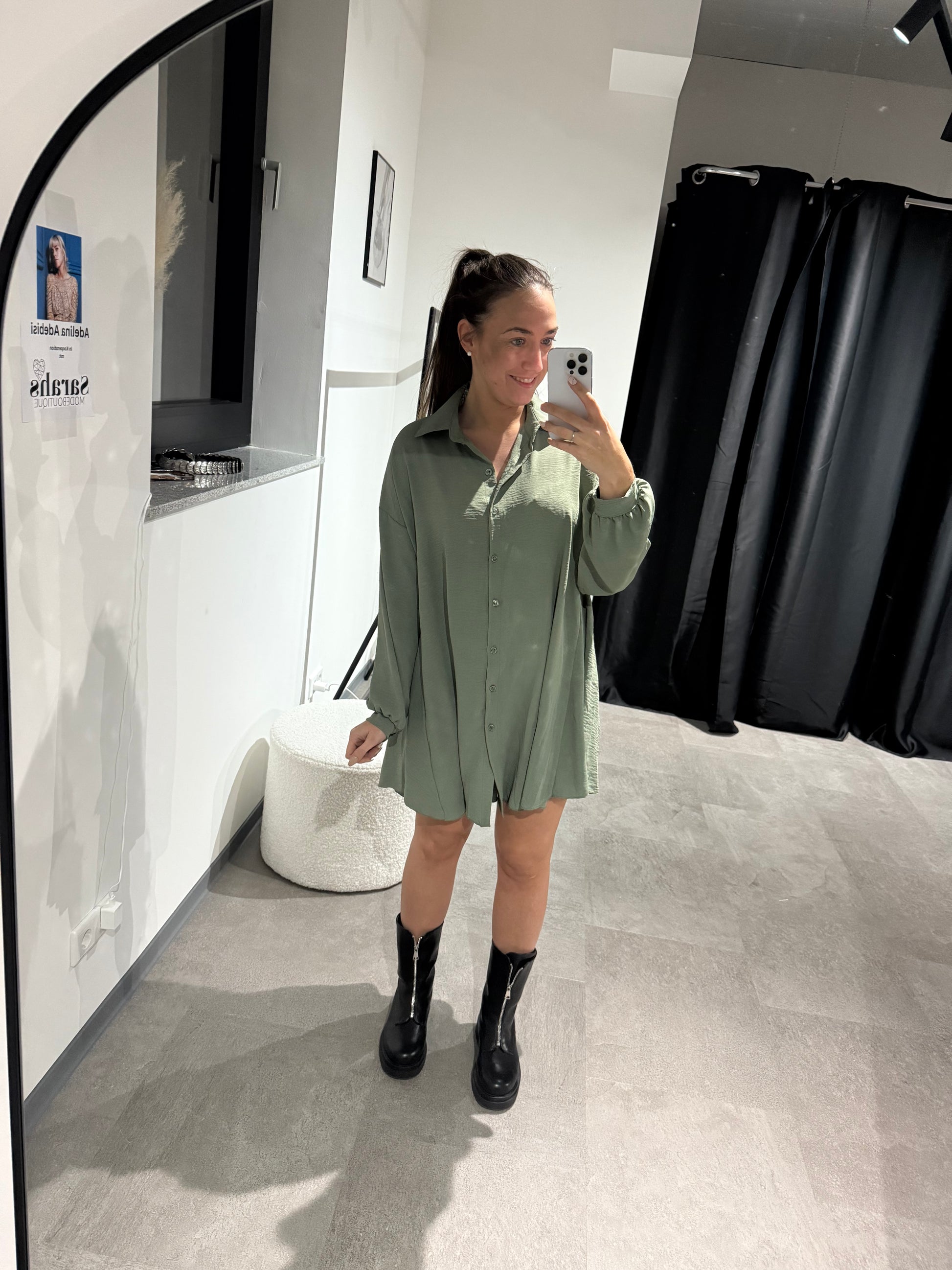 Bluse lang -8811- Khaki - Sarahs Modeboutique