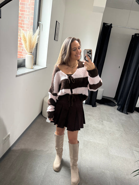 Cardigan -8090- Braun/rosa