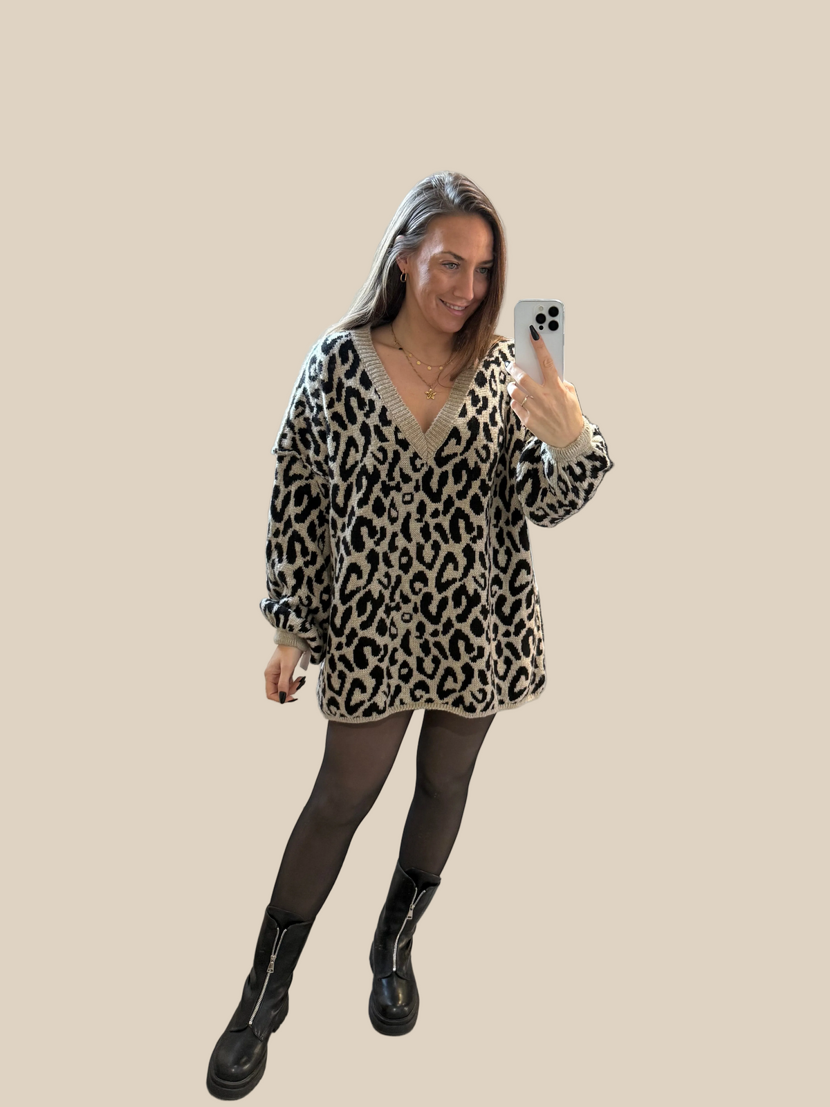 OVERZISE LEO PULLOVER -9009- BEIGE