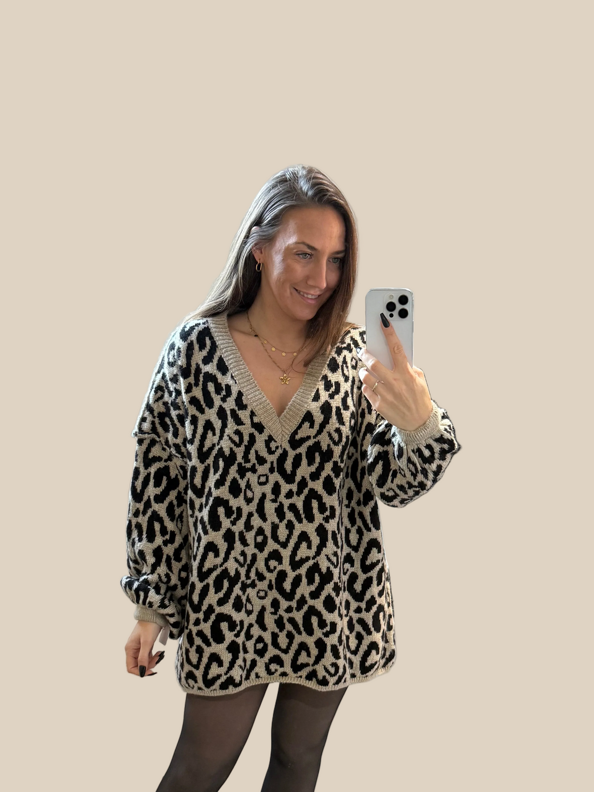 OVERZISE LEO PULLOVER -9009- BEIGE