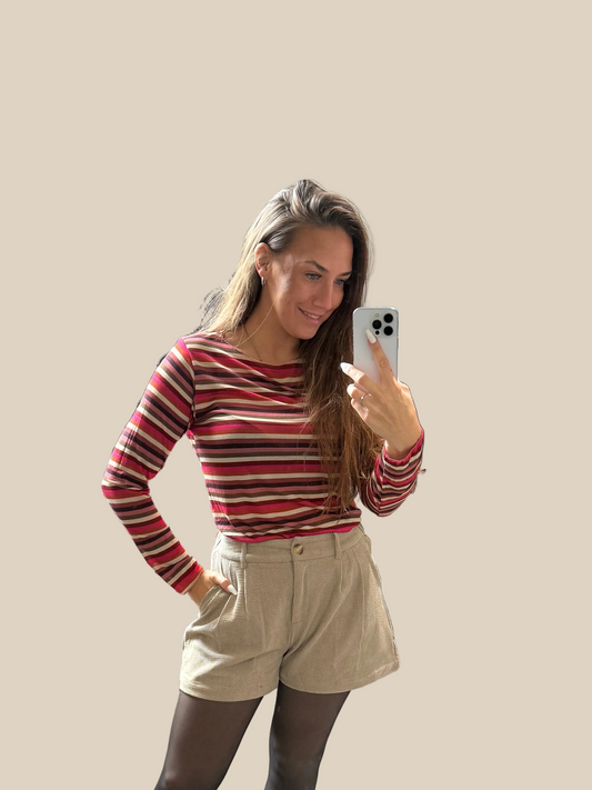 CORD-SHORTS -6555- TAUPE - Sarahs Modeboutique