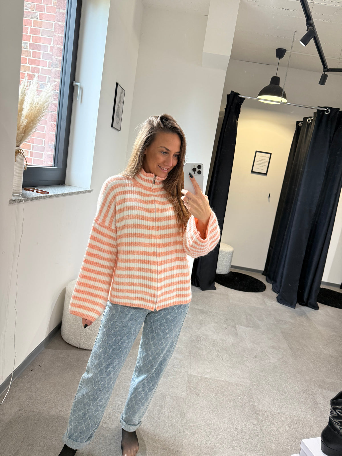 ZIPPER JACKE GESTREIFT -9010- ORANGE