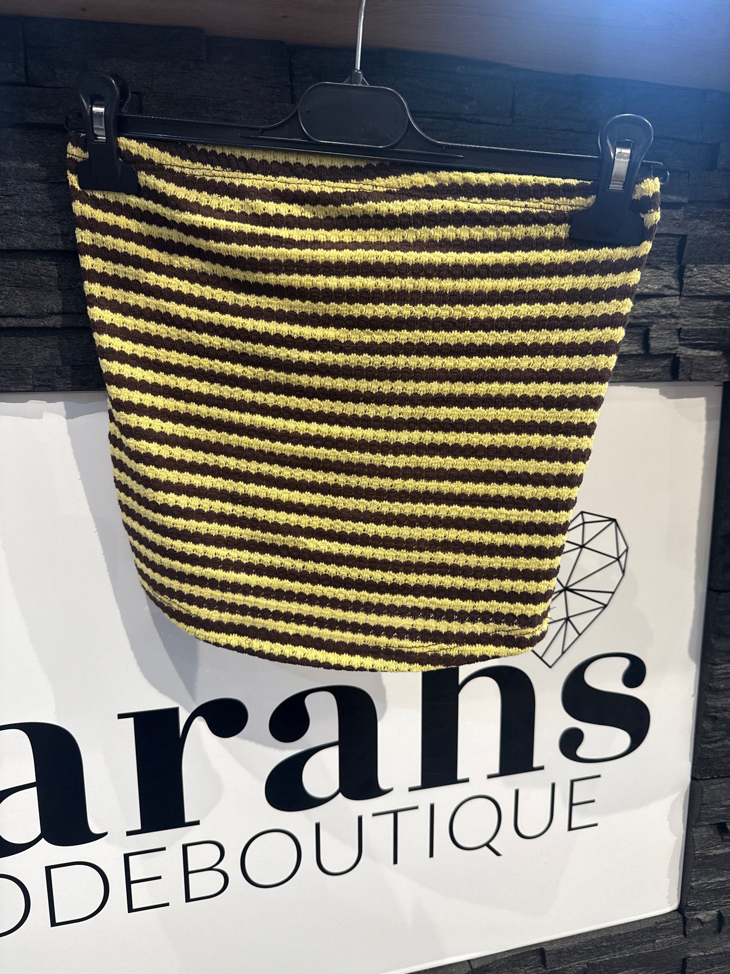 TRÄGERLOSES TOP -8999- BRAUN/GELB