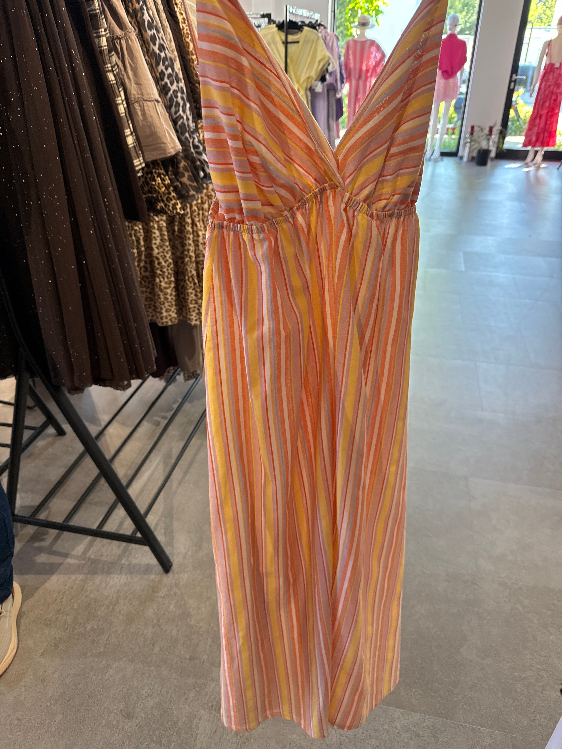 STREIFENKLEID -2225- ORANGE - Sarahs Modeboutique