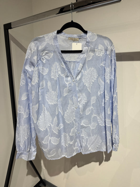 Bluse Blumenmuster -6678- hellblau