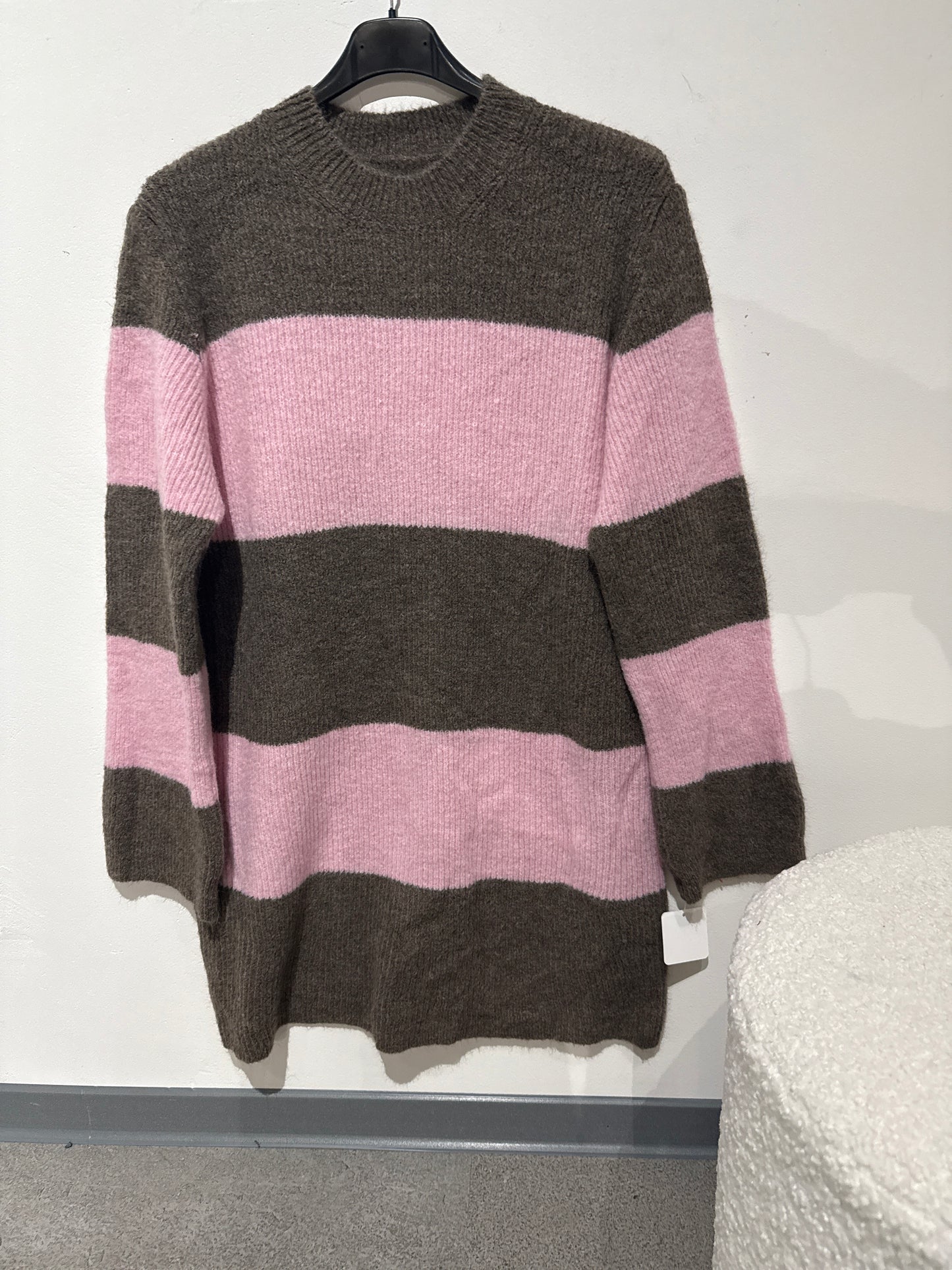 Pullikleid gestreift -3353- dunkeltaupe/rosa