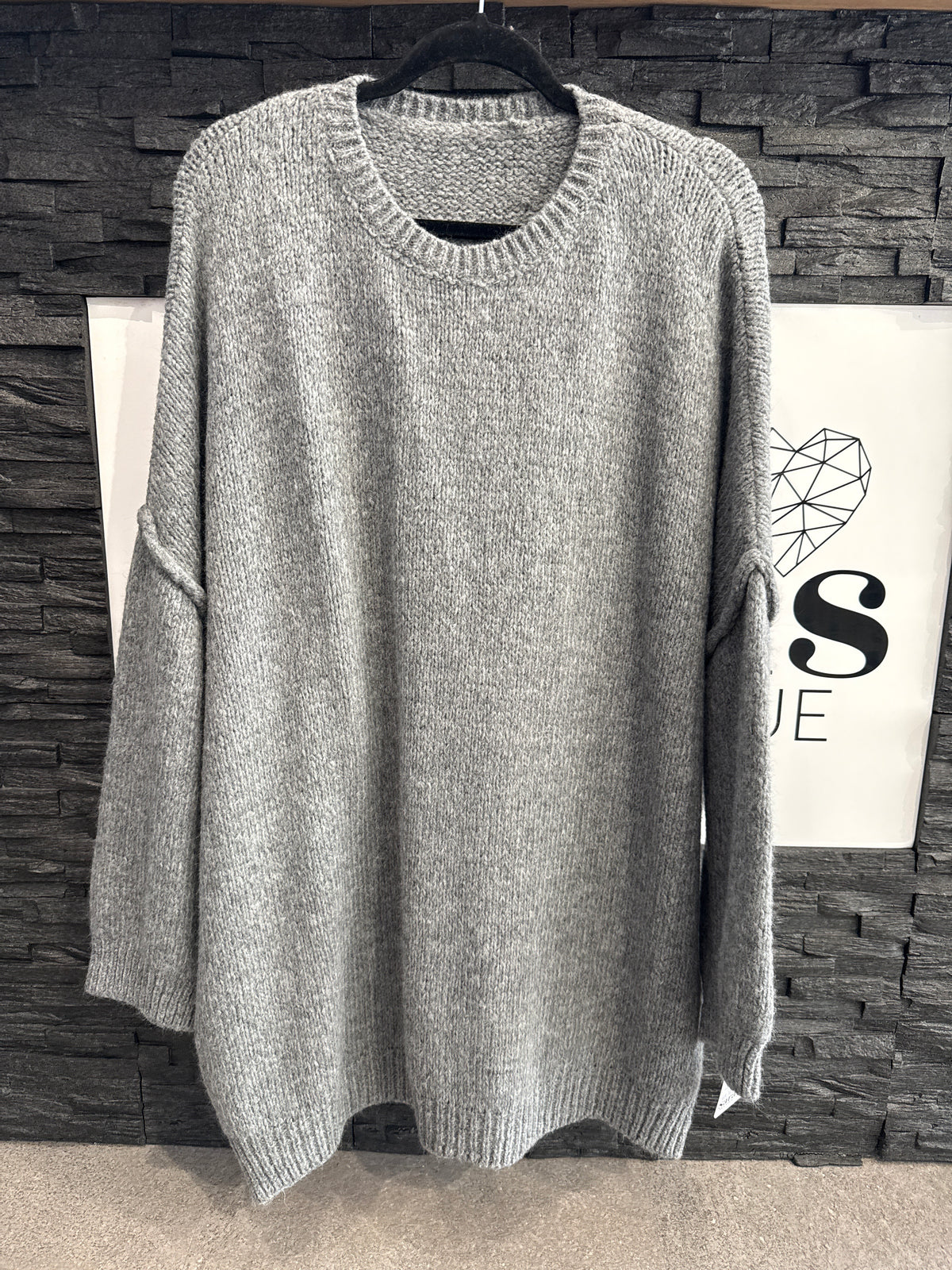 PULLOVERKLEID GRAU -2490-