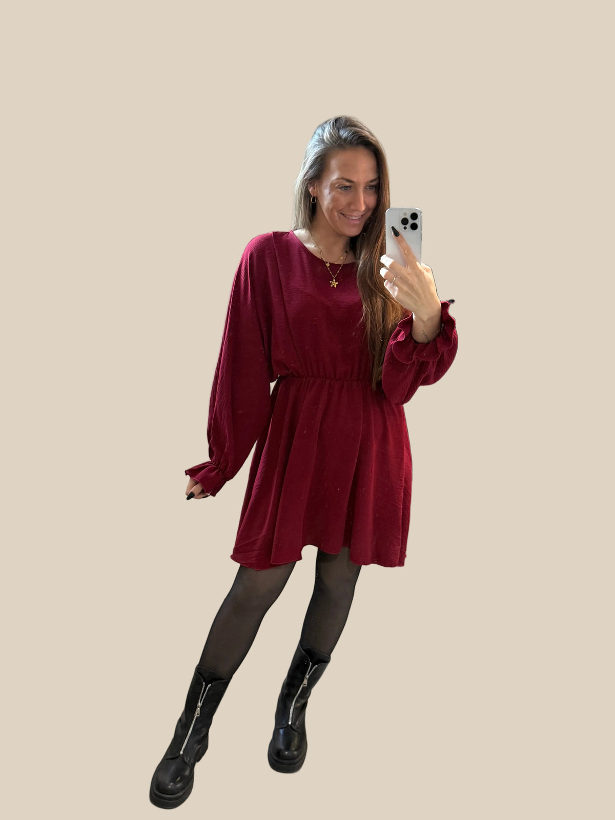 KLEID -8878- BORDEAUX (Kopie) - Sarahs Modeboutique