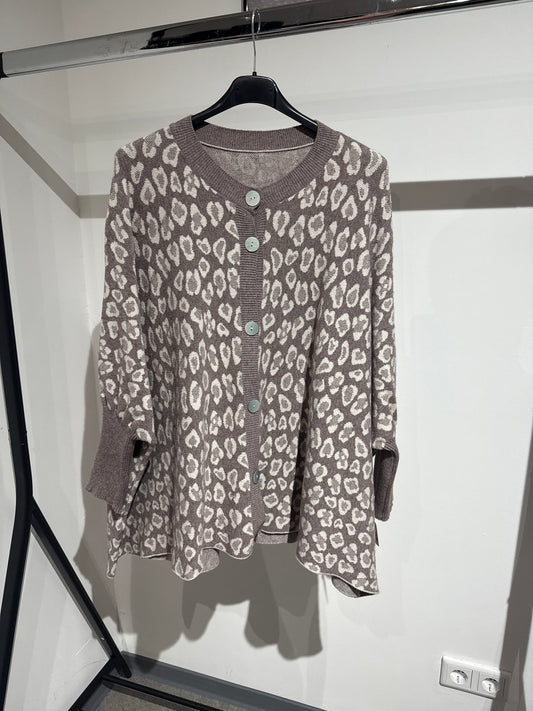 Leostrickjacke overzise -6672- taupe
