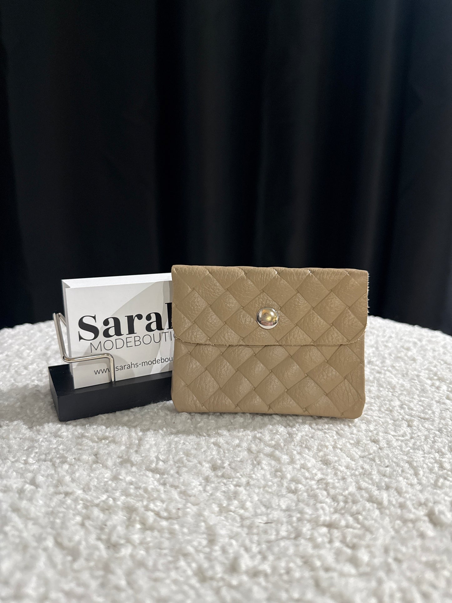 Portmonee taupe geflochten - Sarahs Modeboutique