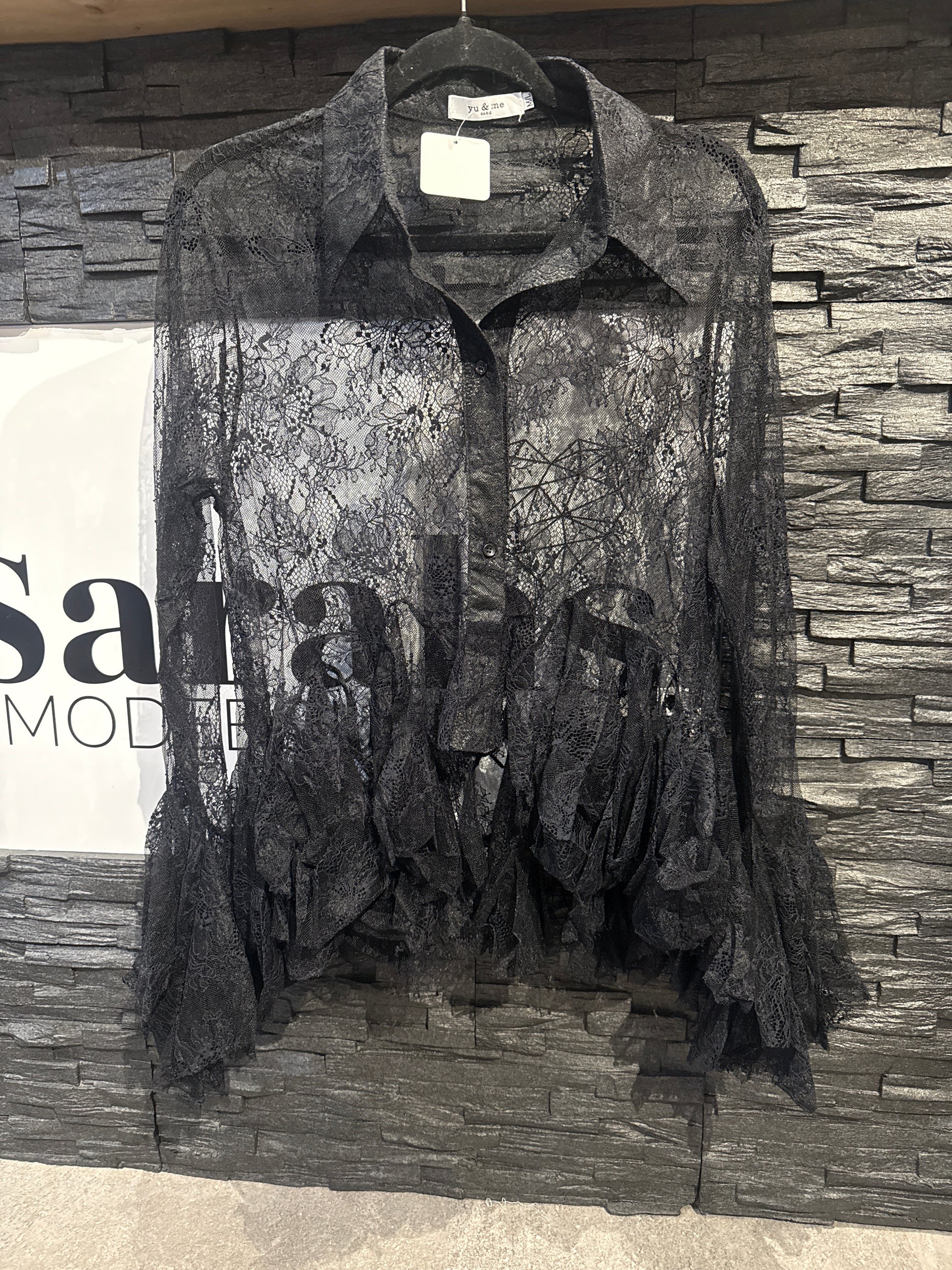 Spitzenbluse -1415- schwarz - Sarahs Modeboutique