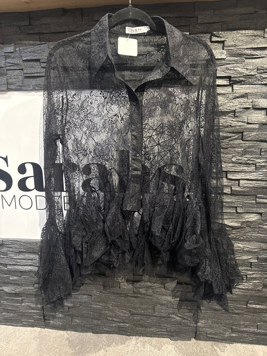 Spitzenbluse -1415- schwarz - Sarahs Modeboutique